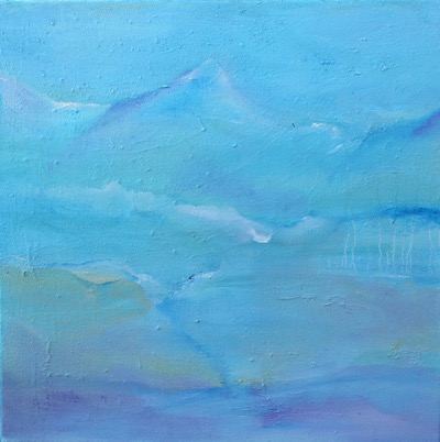 Turquoise Mountain Splash — oil on canvas by Esther Epstein